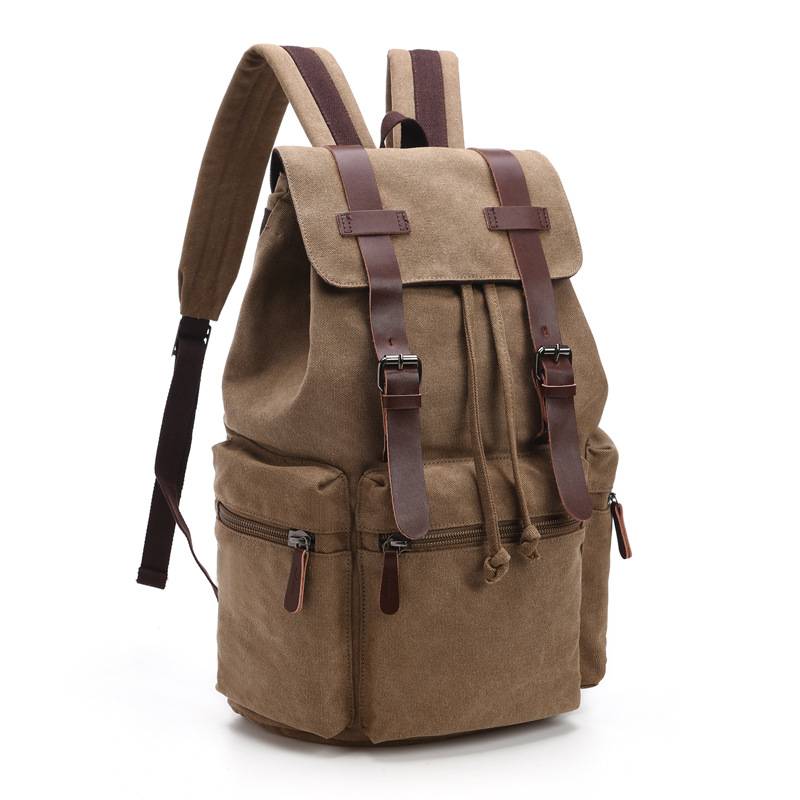 Canvas Vintage Backpack PU Leather Casual Bookbag 10