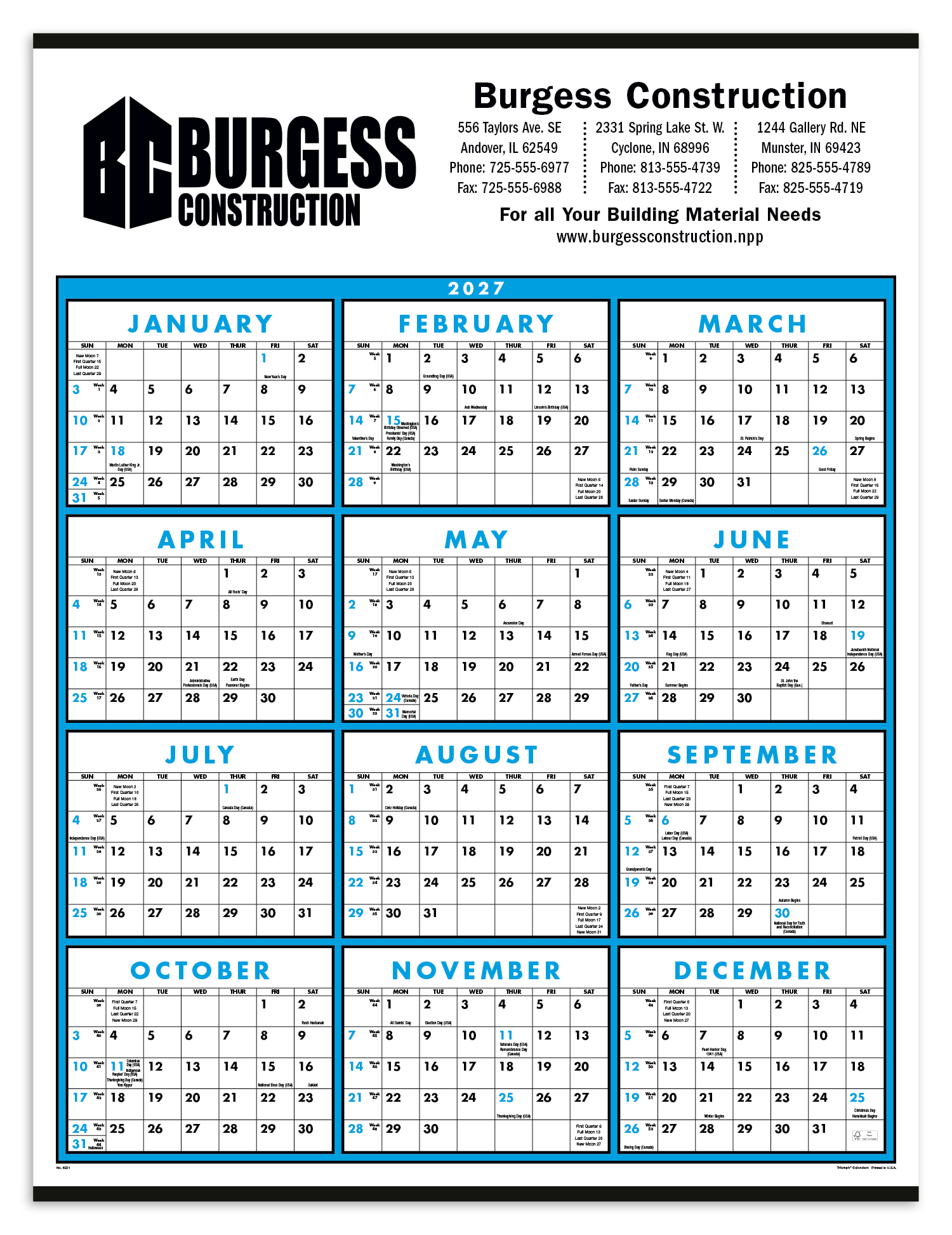 Triumph® Calendars Span-A-Year Non-Laminated Calendar 5