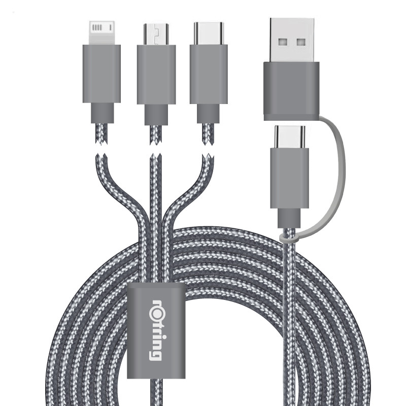 Connect Reach 5ft 3-in-1 Braided Charging Cable with Type-C Input 4
