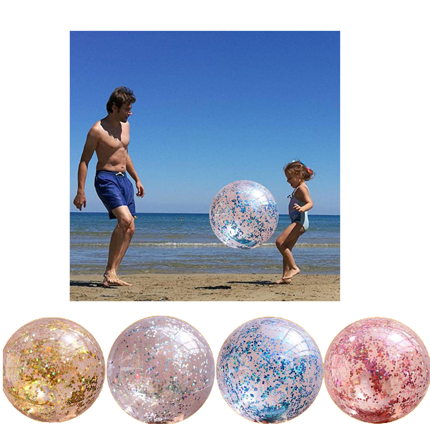 Clear Glitter Beach Balls 3