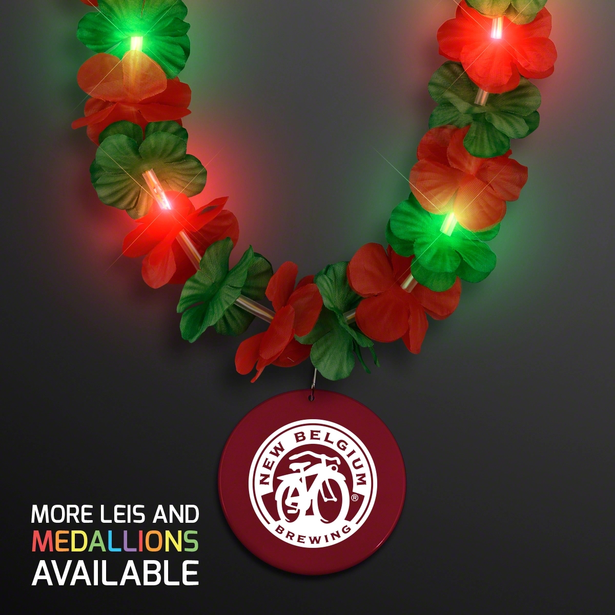 LED Christmas Hawaiian Lei Party Necklace with Medallion 4