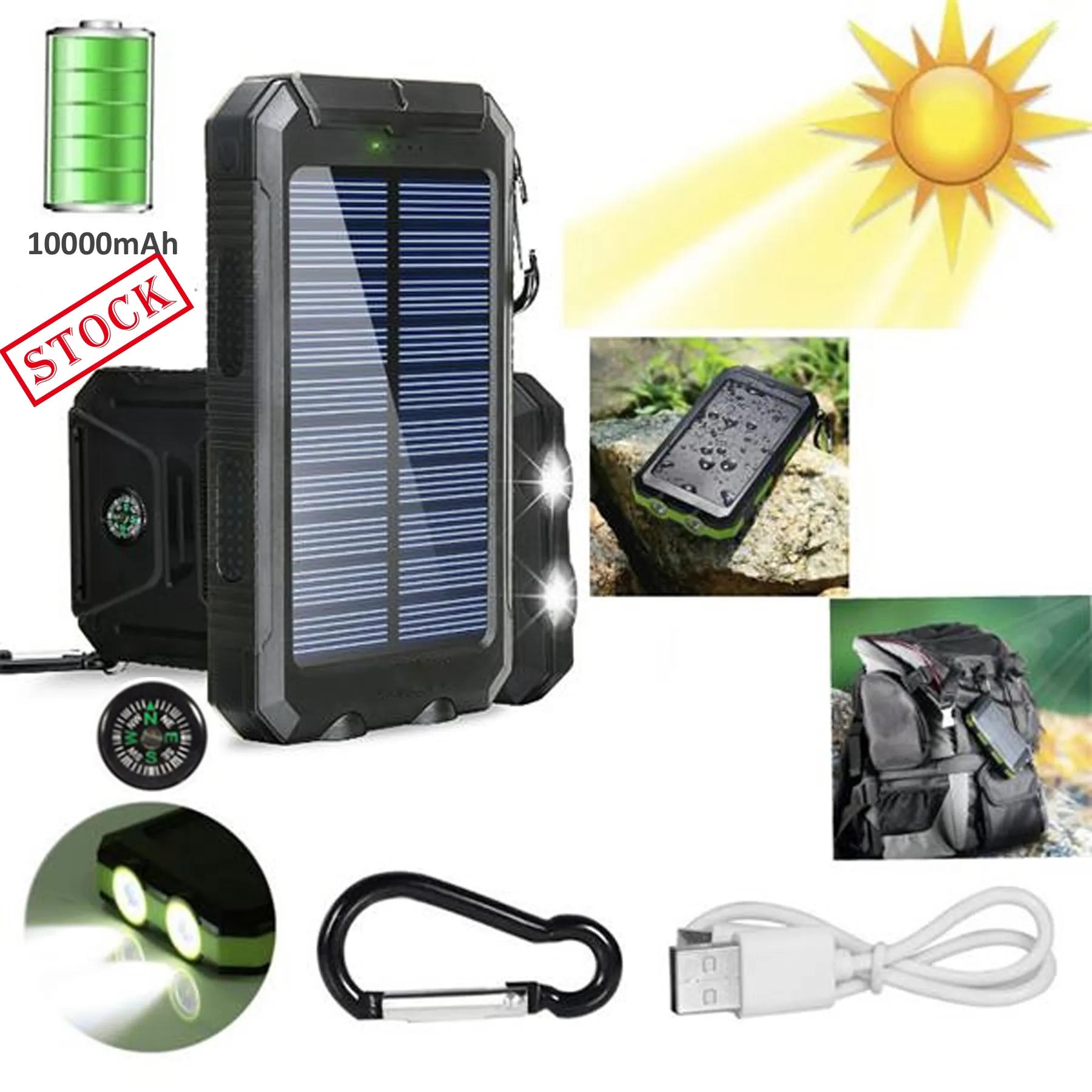 US Stock Portable Outdoor Waterproof Mobile Charger-10000mAh 6