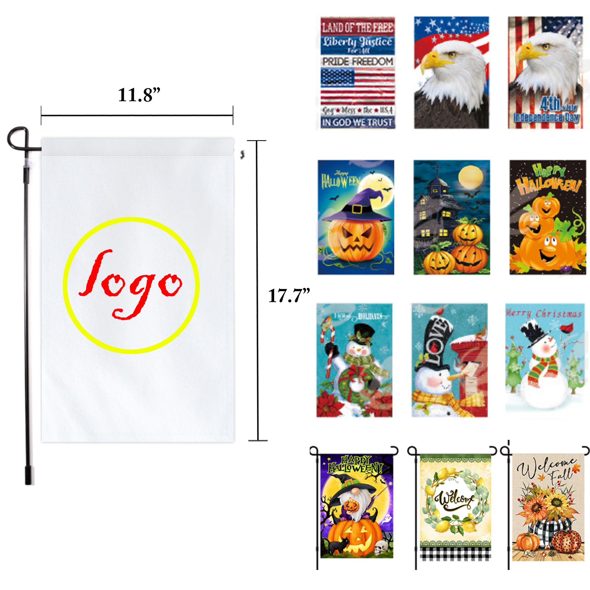 MOQ50 Custom Layered Garden Flags for Holidays 2