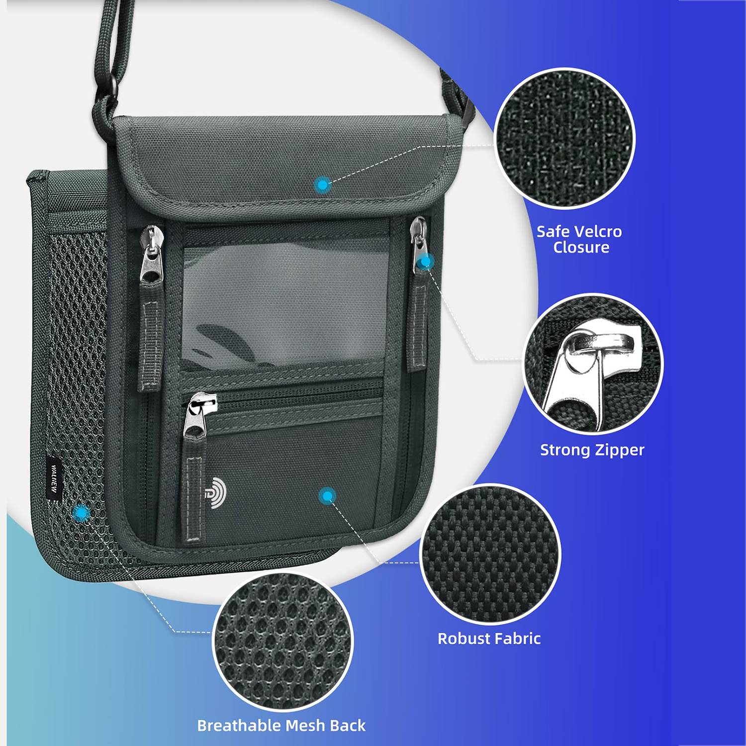 Durable Anti-Theft RFID Nylon Travel Passport Holder 4