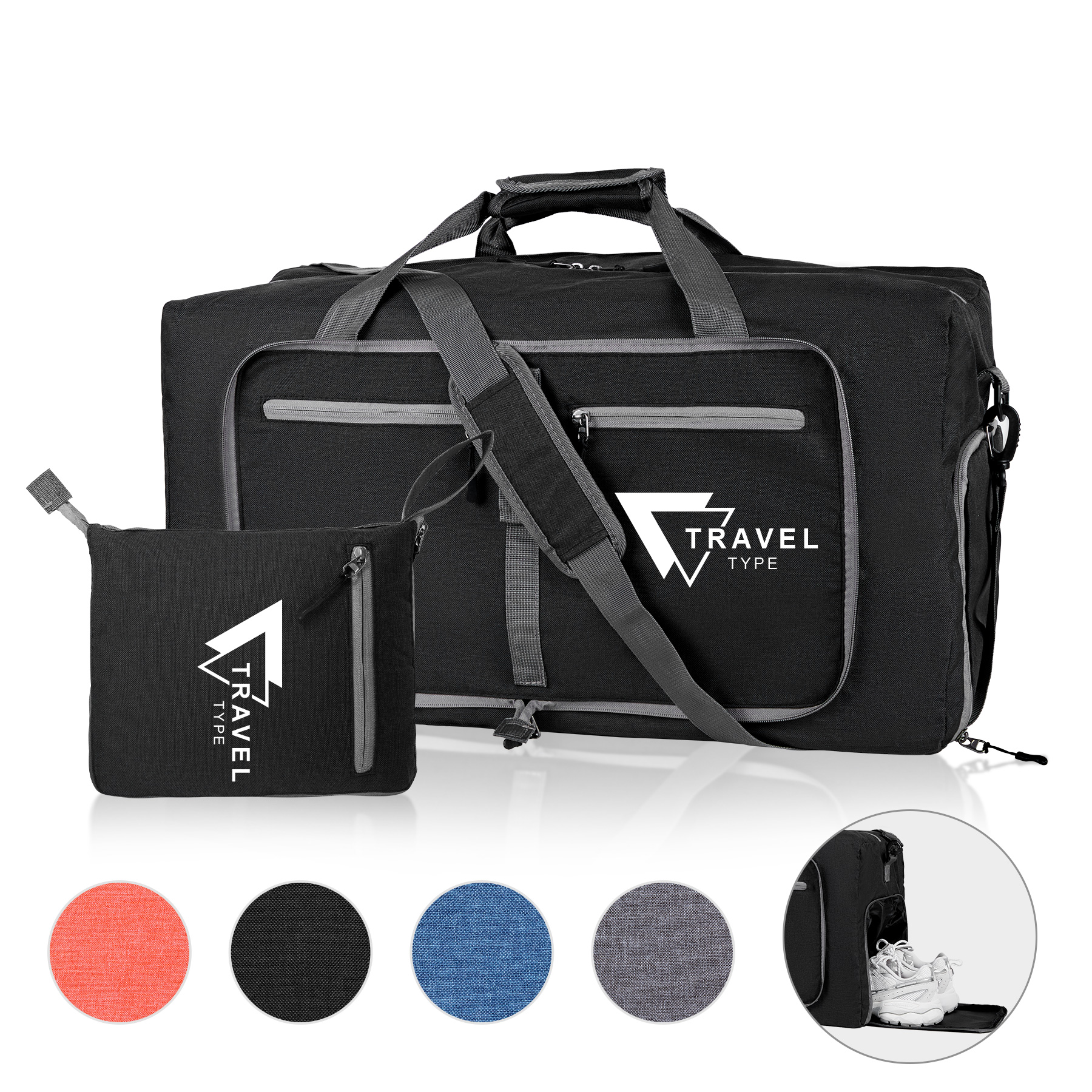 Foldable Travel Duffle Bag With Shoes Compartment 6