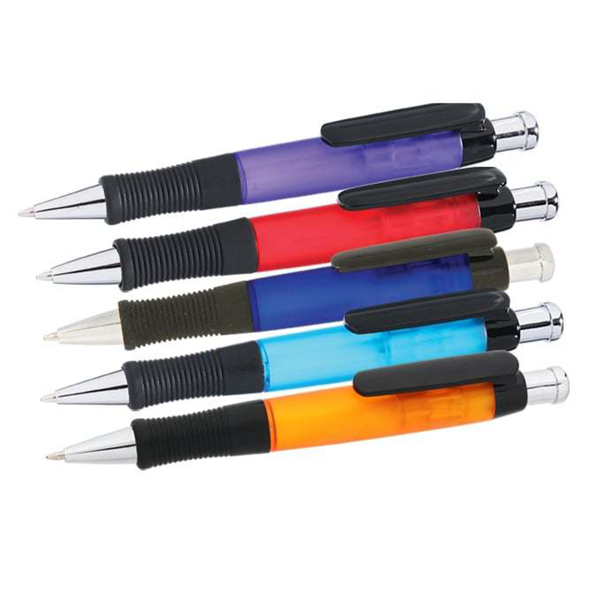 Translucent Barrel Click Ballpoint With Soft Grip 5.4" 1