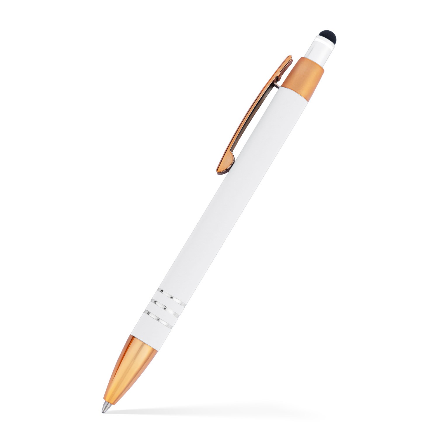 Penny Stylus Satin Soft Touch Click Metal Pen - Copper Accents (CLOSEOUT) 6