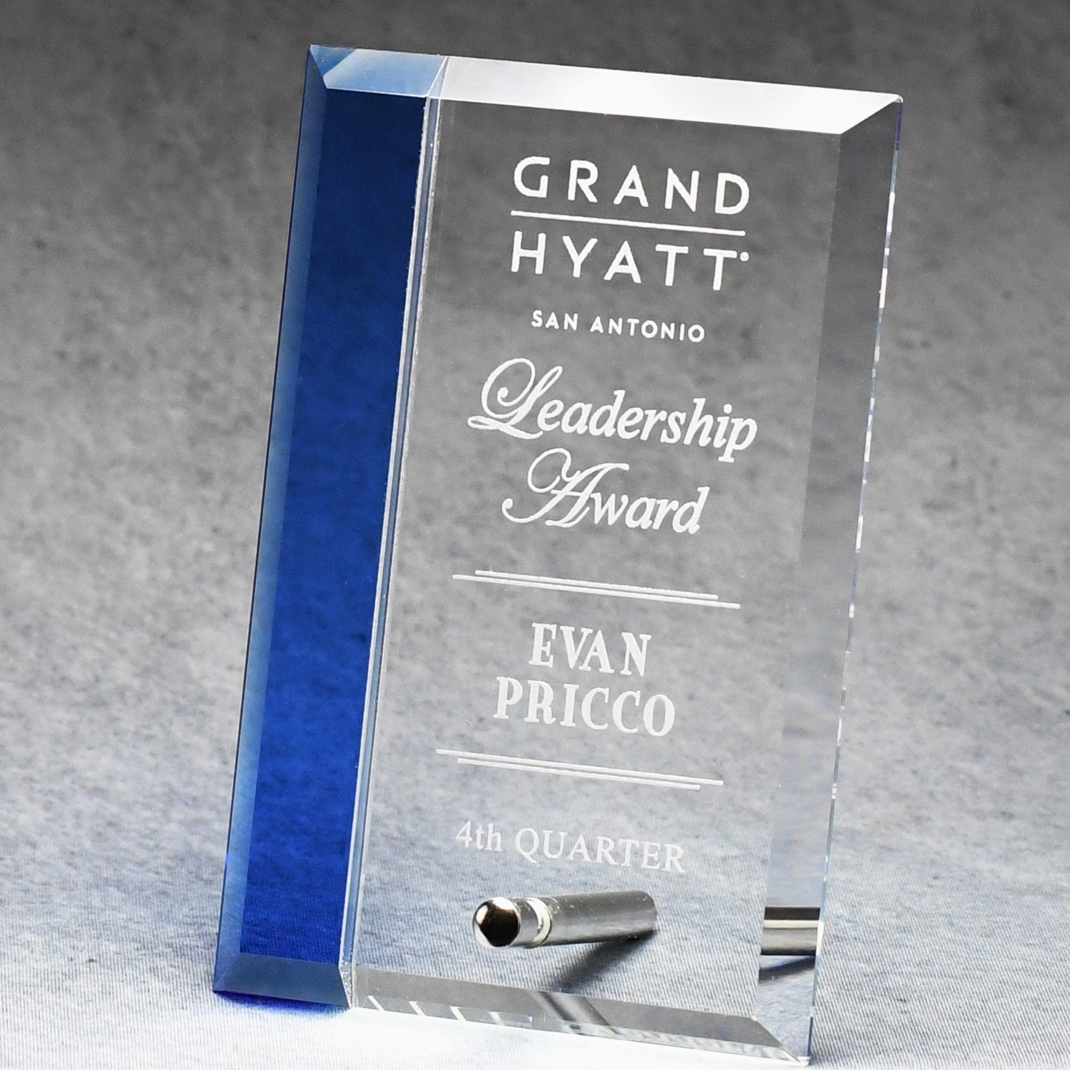 Economy Glass Plaque With Blue Accent 3