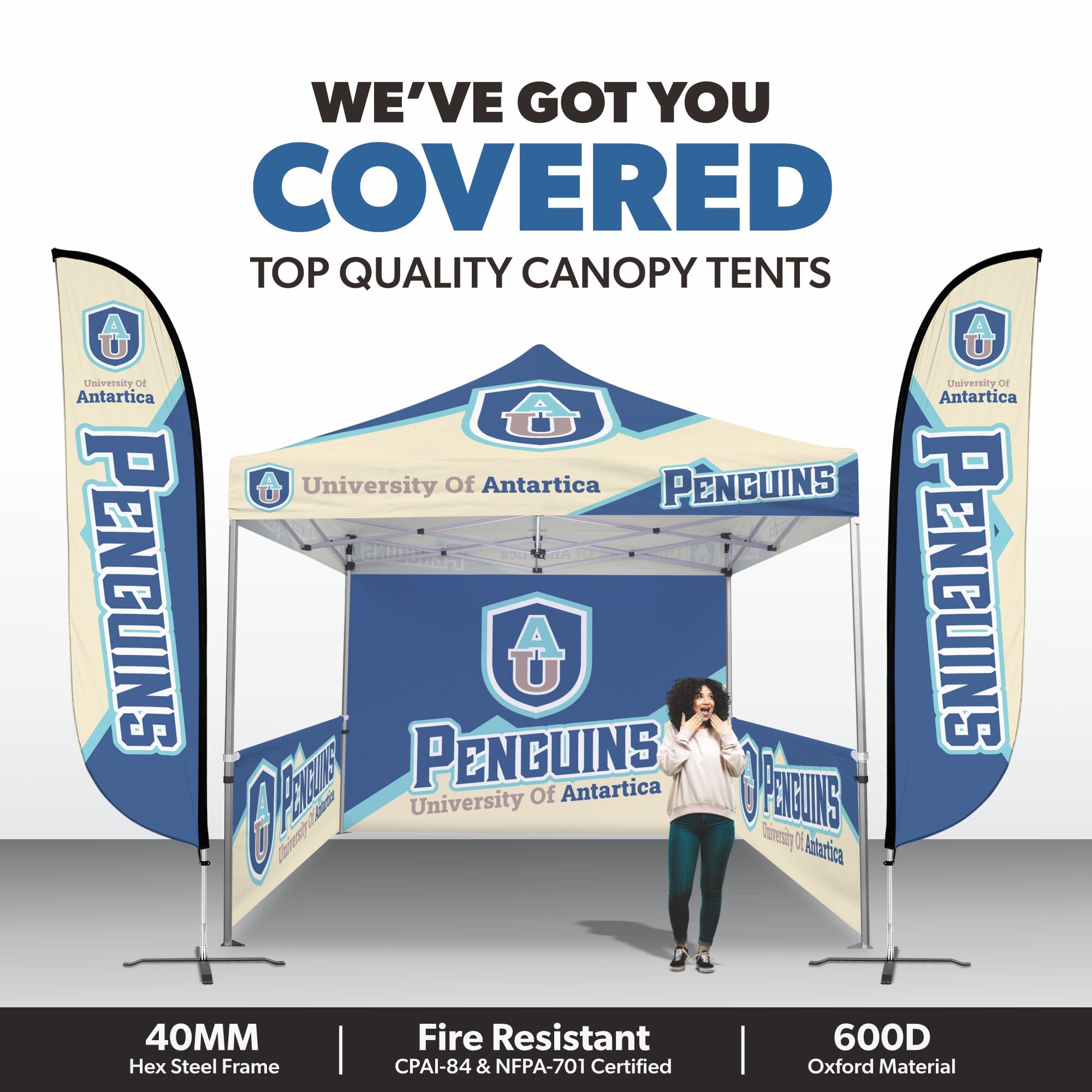 10ft x 10ft Custom Canopy Tent - W/ Walls & Flags 6