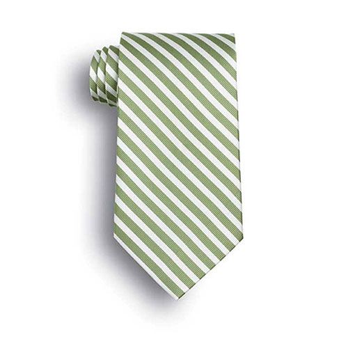 Lime Green/White Saville Stripe Polyester Tie 2