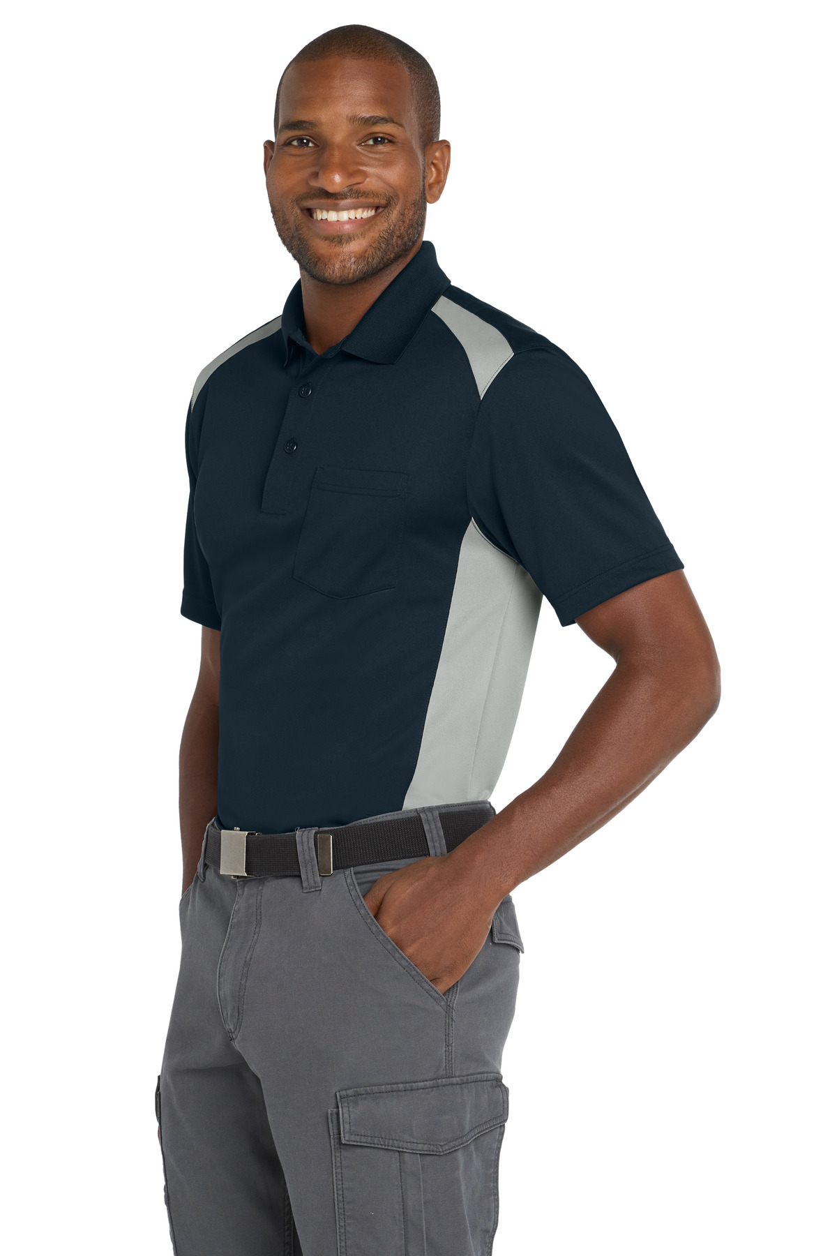 CornerStone Select Snag-Proof Two Way Colorblock Pocket Polo. CS416 26