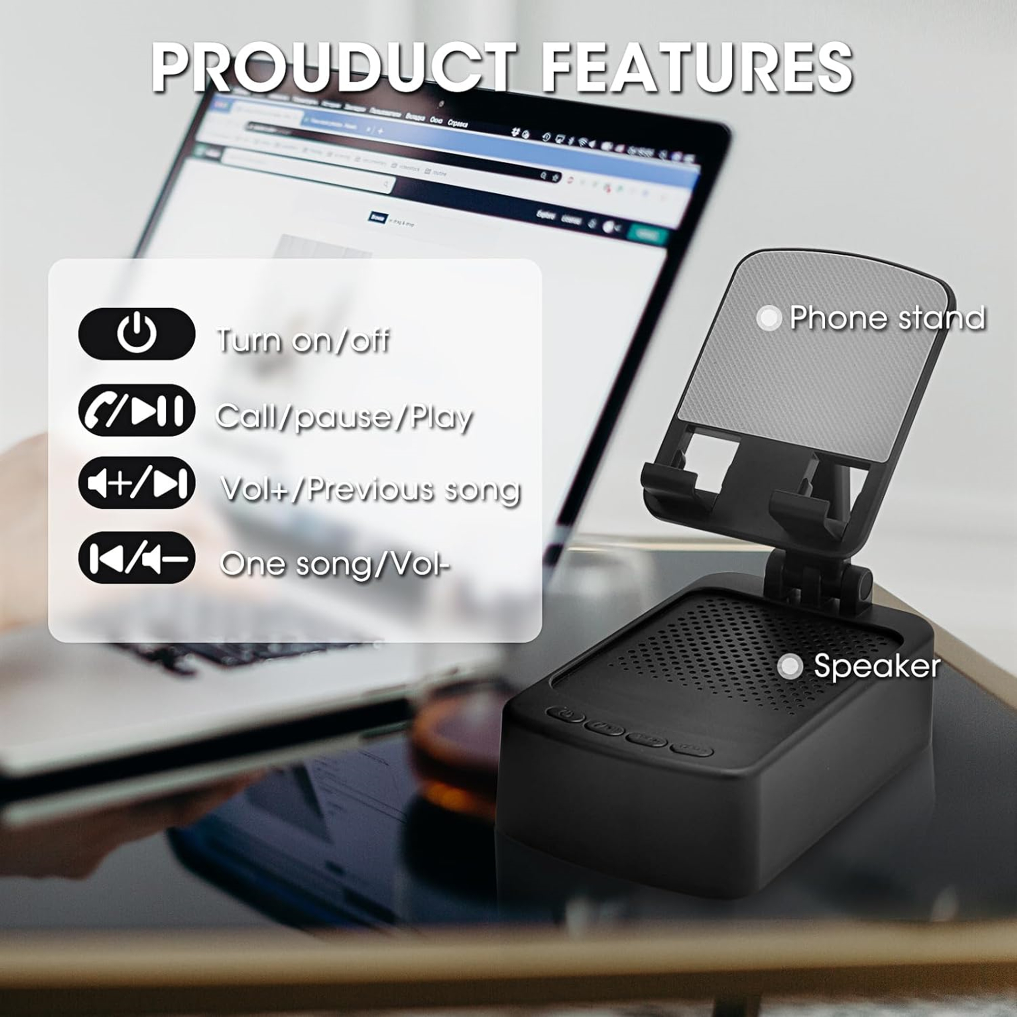 Cell Phone Stand With Bluetooth Speaker 2