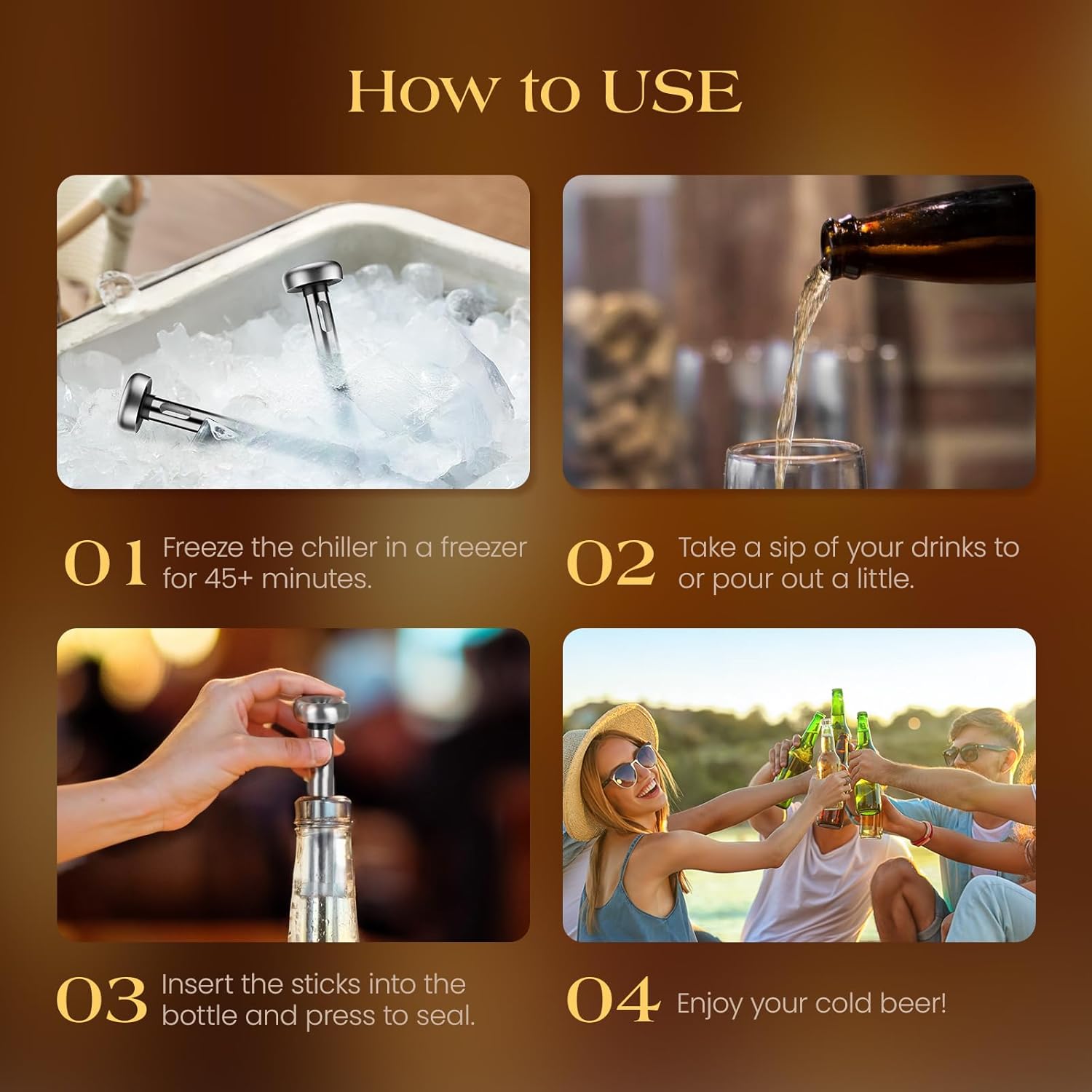 Stainless Steel Beer Bottle Chiller Cooling Sticks with Opener 6