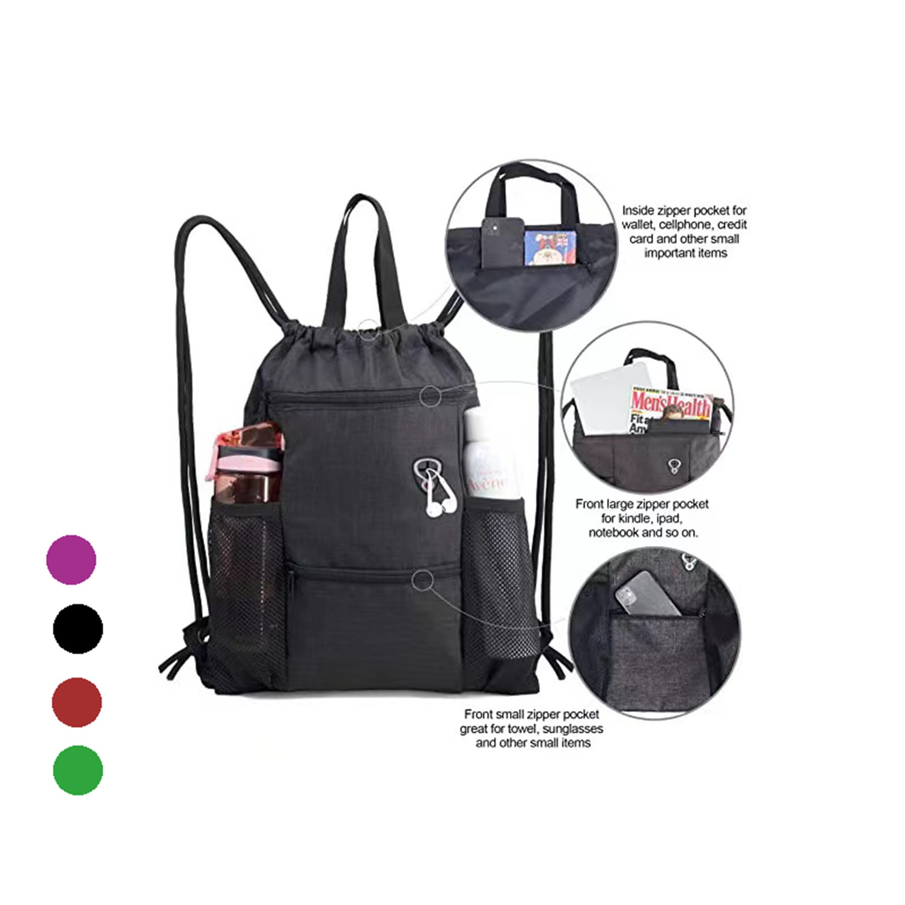 Drawstring Gym Sports String Cinch Bag