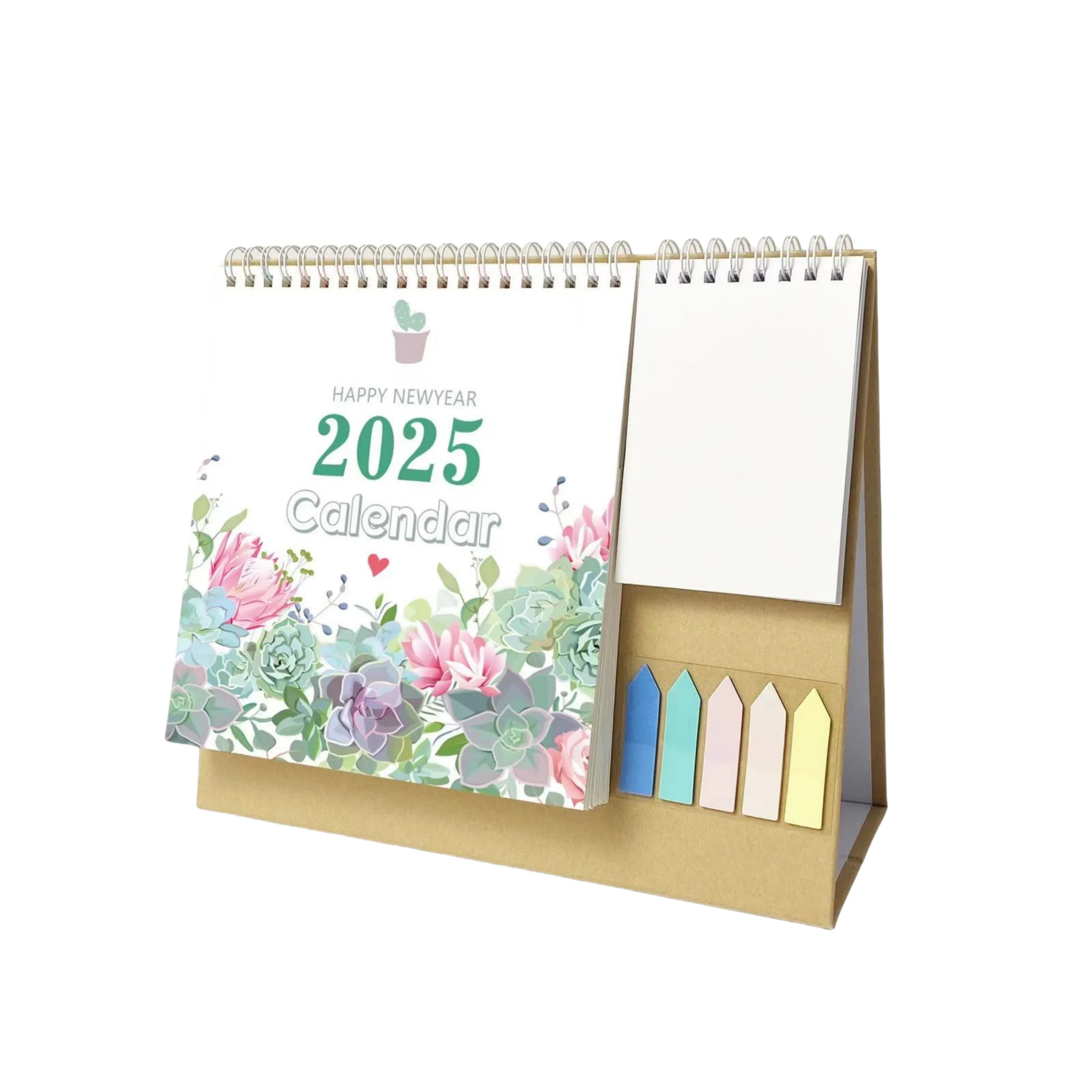 2025 Desk Calendar With Label Stickers and Note Pads 5