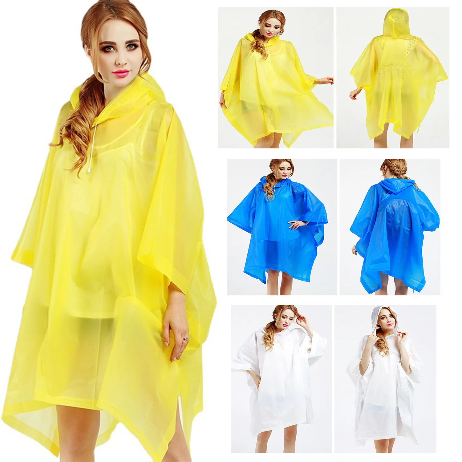 Adults Rain Poncho With Drawstring Hood 3