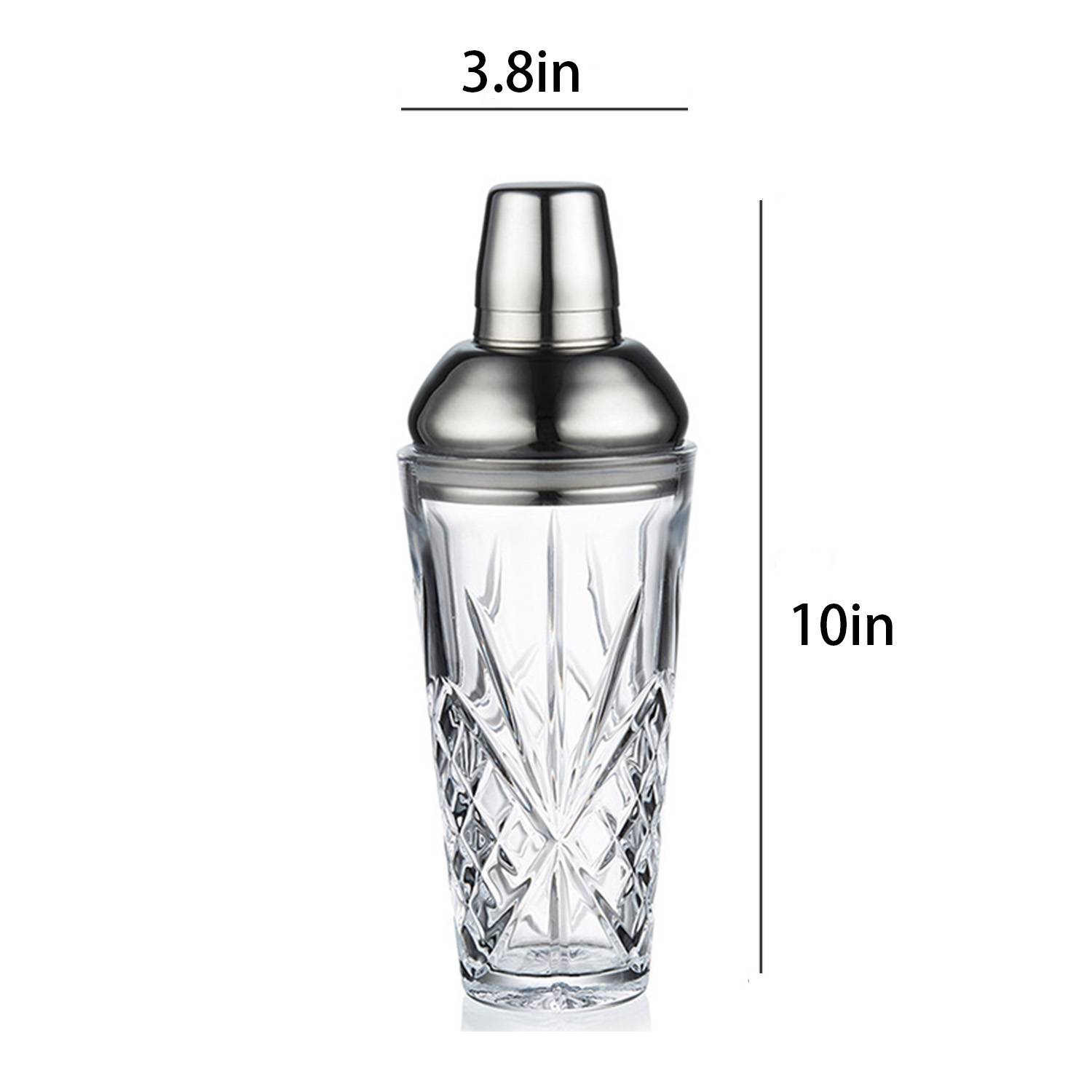 16 Oz Clear Glass Cocktail Shaker w/ Lid 3