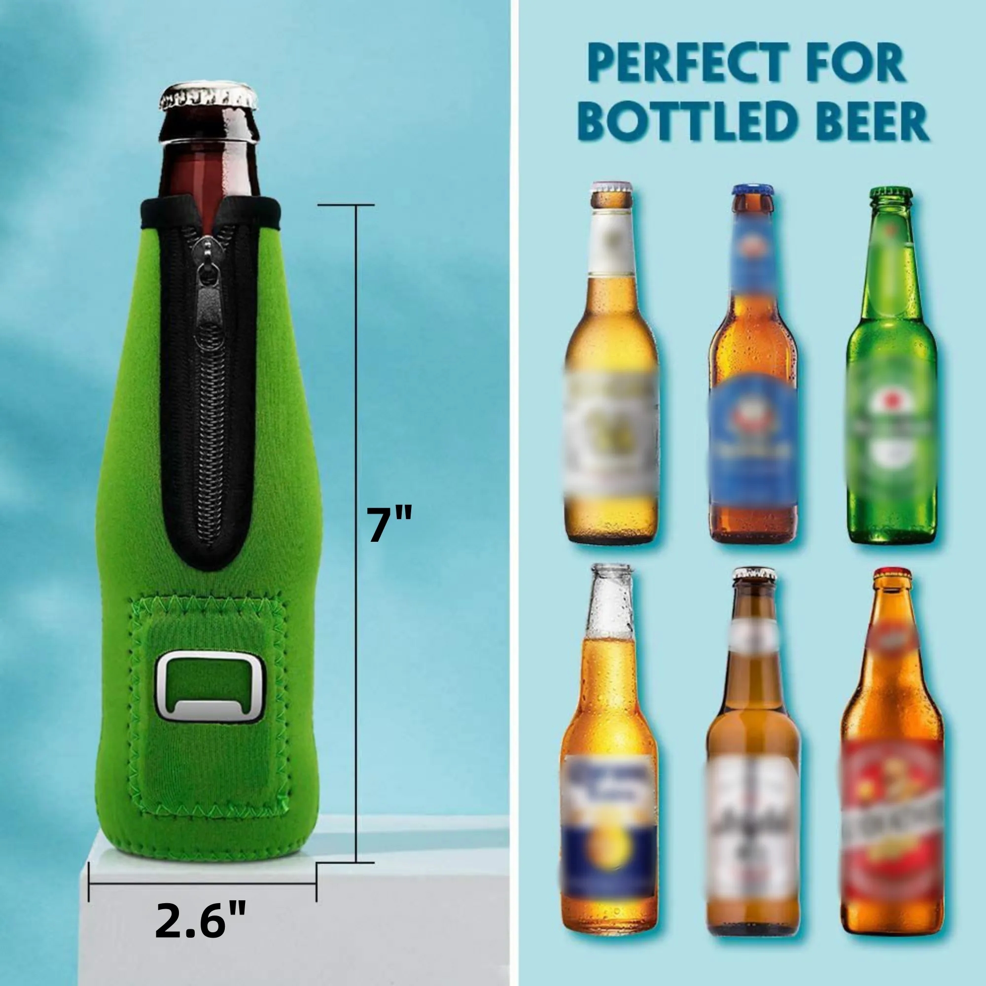 Neoprene Beer Bottle Sleeve With Opener 9