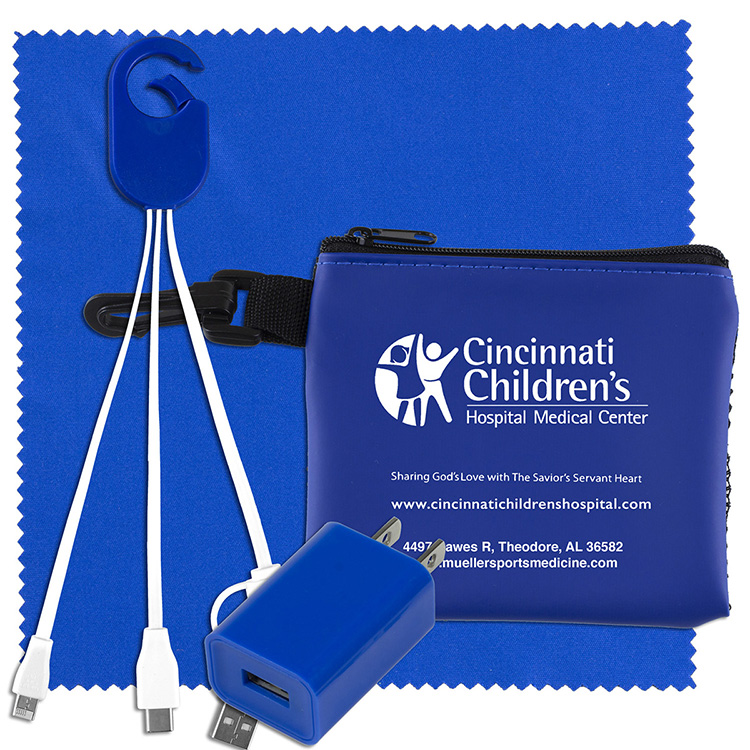 "TechMesh Jumbo" Tech Home and Travel Kit with Microfiber Cleaning Cloth, USB Wall Charger in Mesh Z 6