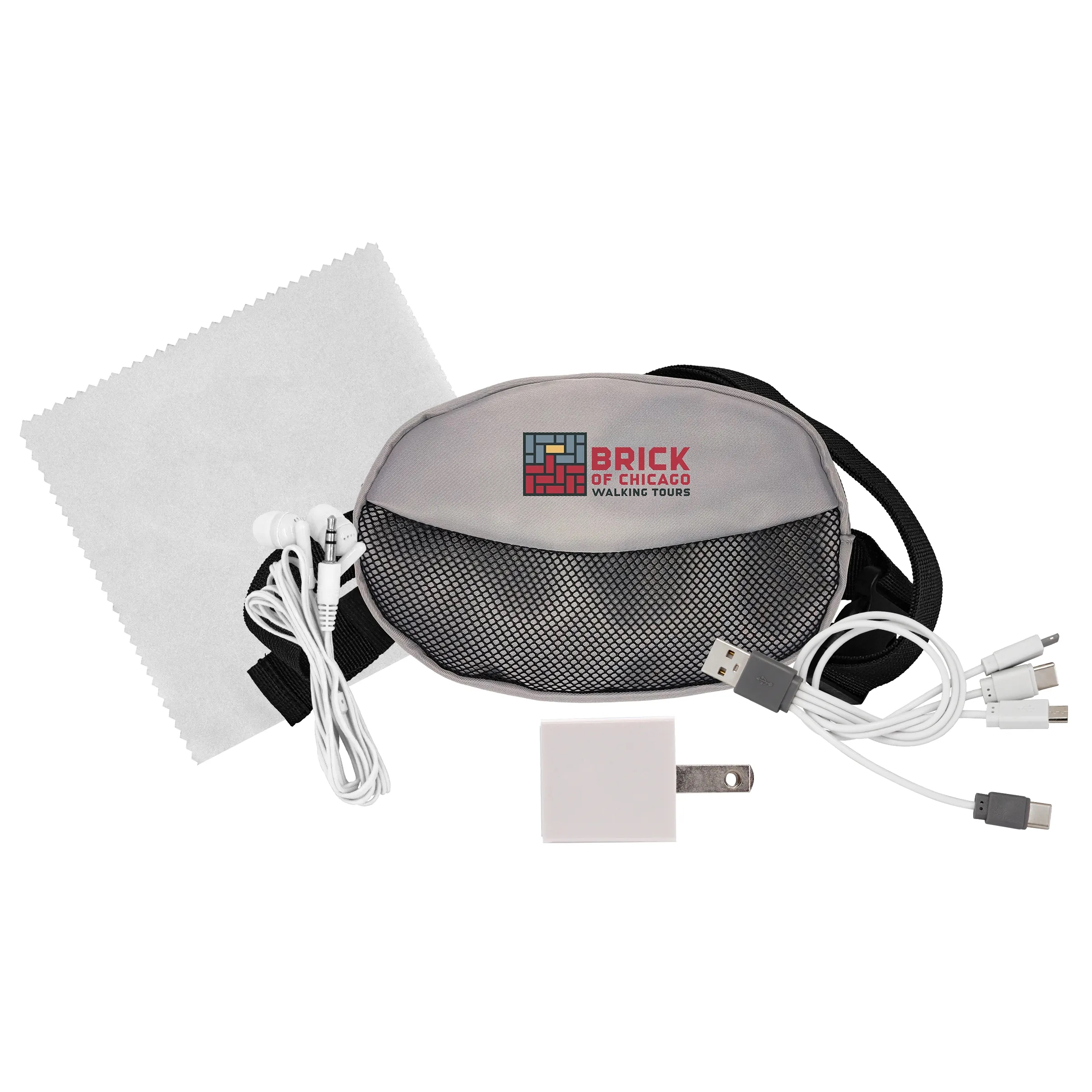 Sporty Charging Ear Bud and Cloth Travel Set 16