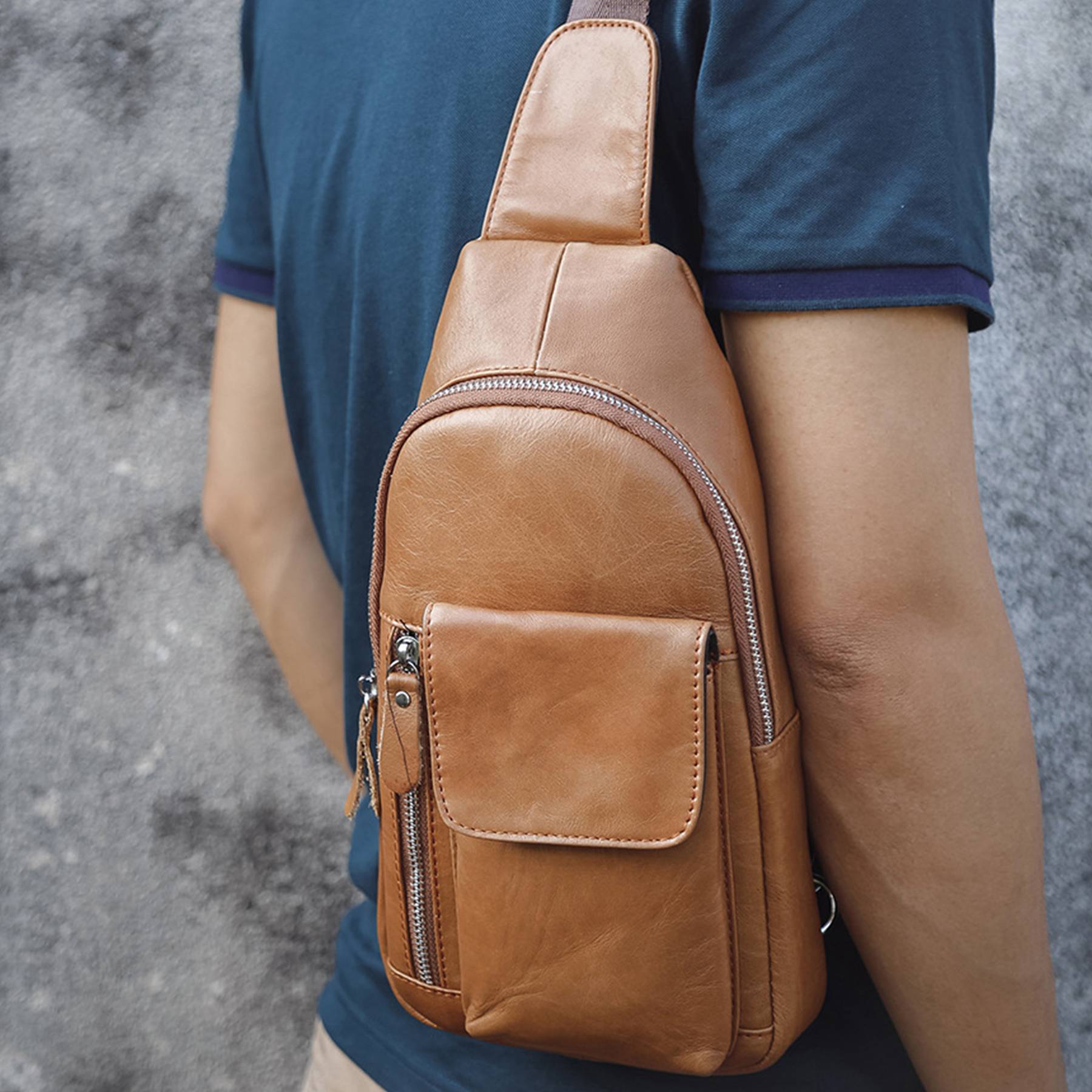 Genuine Leather Chest Bags for Travel Hiking 3
