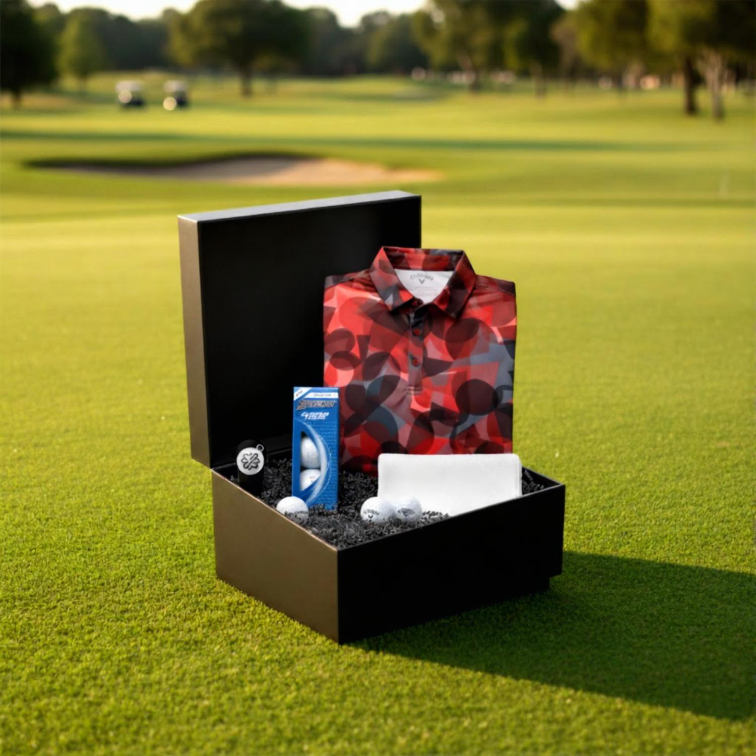YATTA Golf® Blossom Men's Polo Shirt, Towel, Srixon® Golf Balls & Pitchfix® Icon Divot Tool Gift Set 2