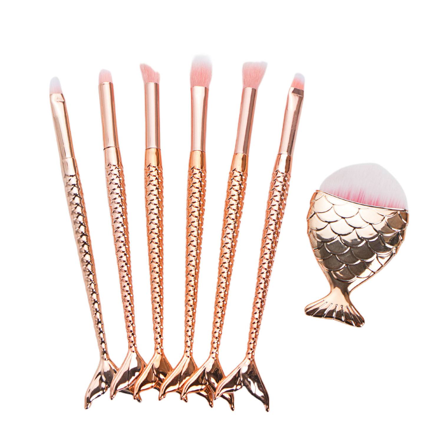 7Pcs Mermaid Makeup Brush Set with Soft Nylon Bristles 5