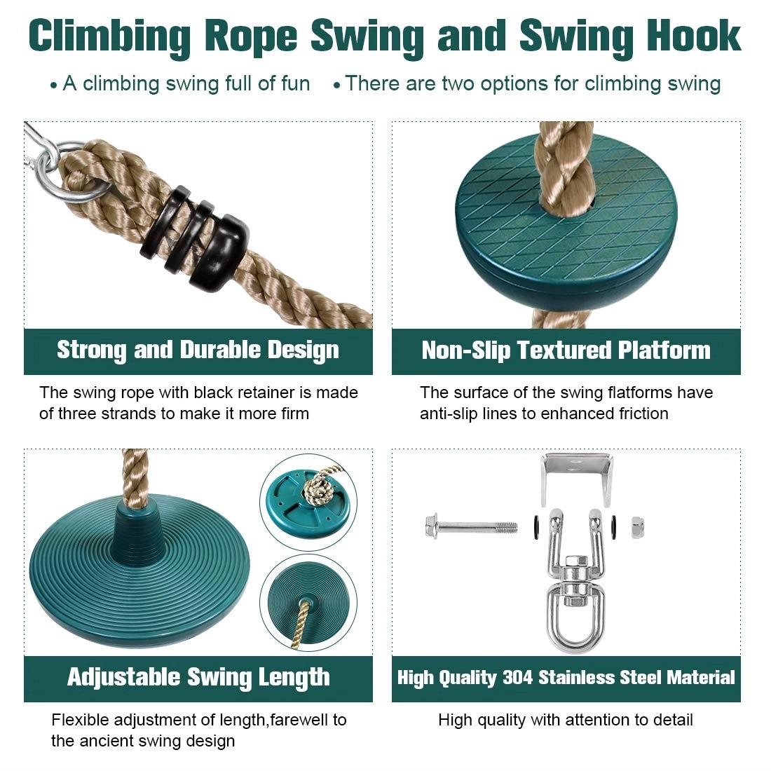 Climbing Rope Tree Swing with Platforms 5