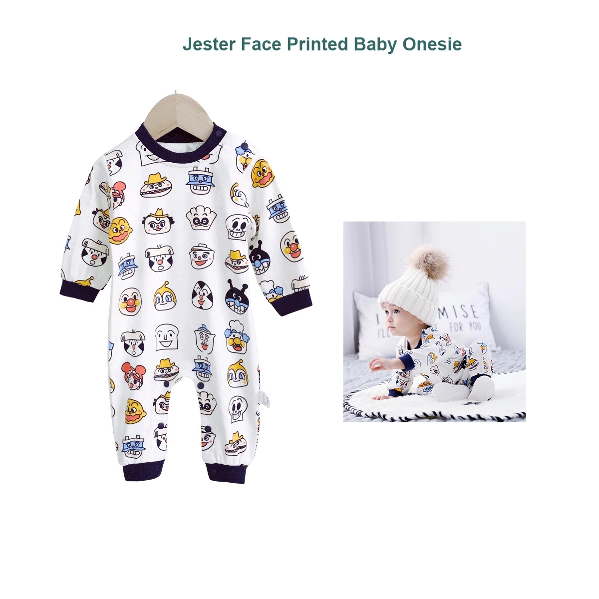 Printed Long Sleeve Cotton Baby Footed One Piece Romper 2