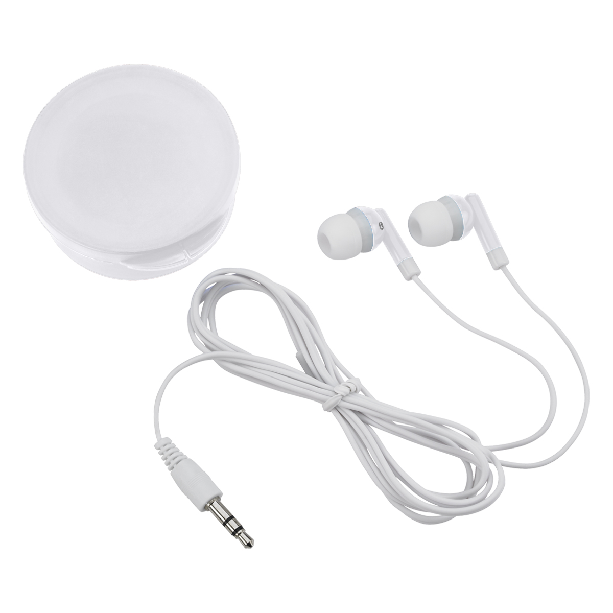 Earbuds In Round Plastic Case 2