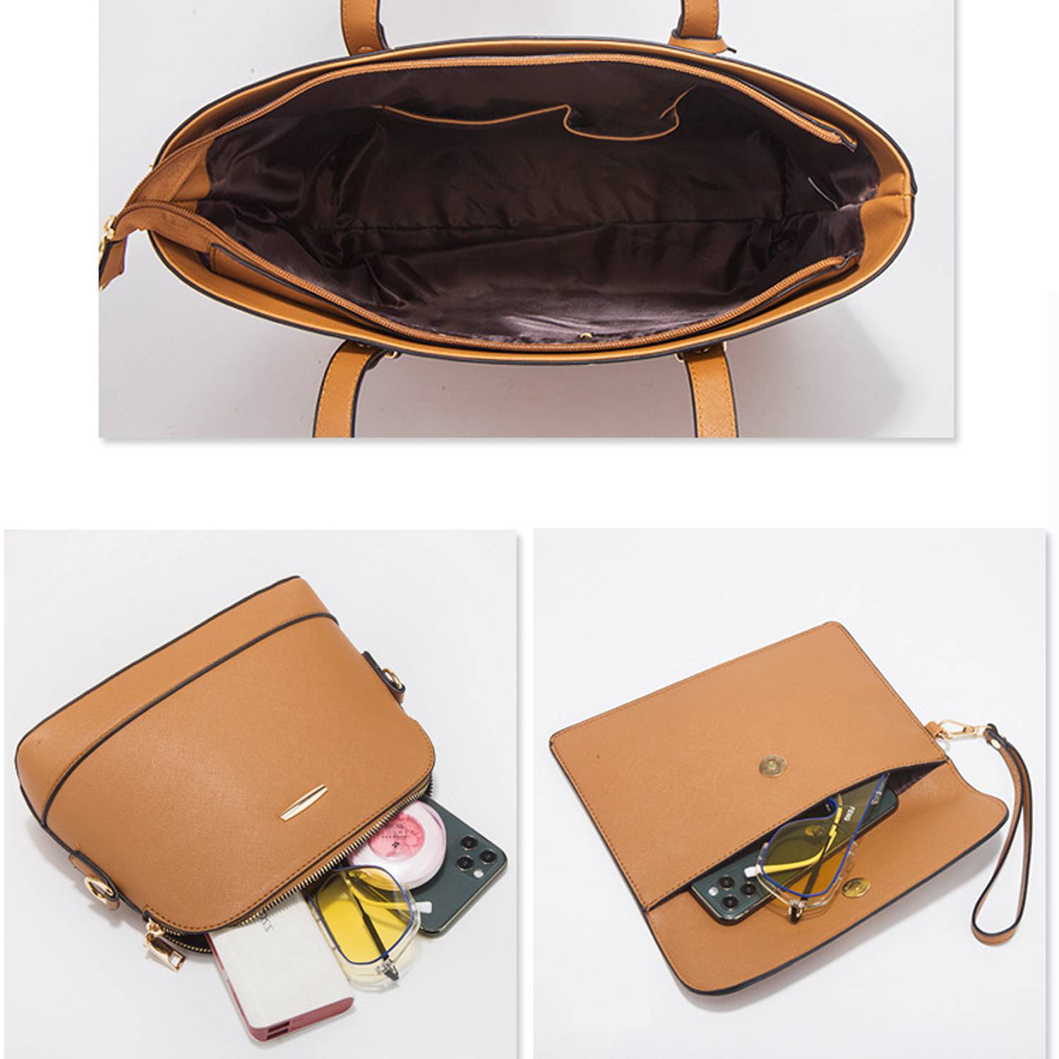 4PCS PU Leather Women Vintage Minimalist Handbag Set 12