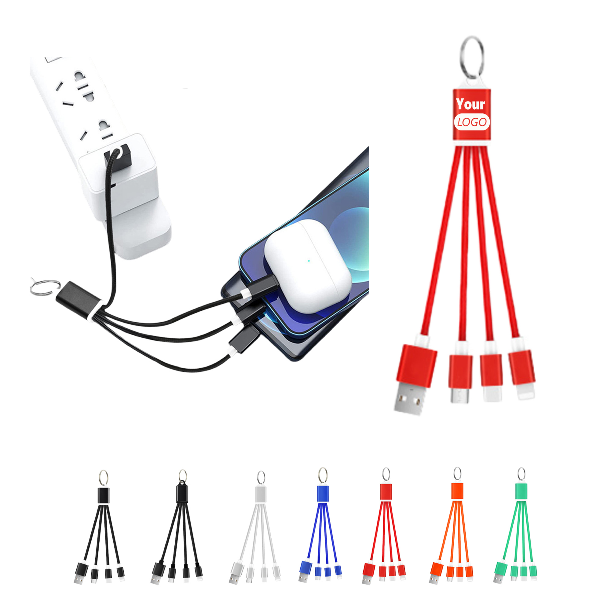 Custom Keychain 3-in-1 Flash Charging Data Cable 2