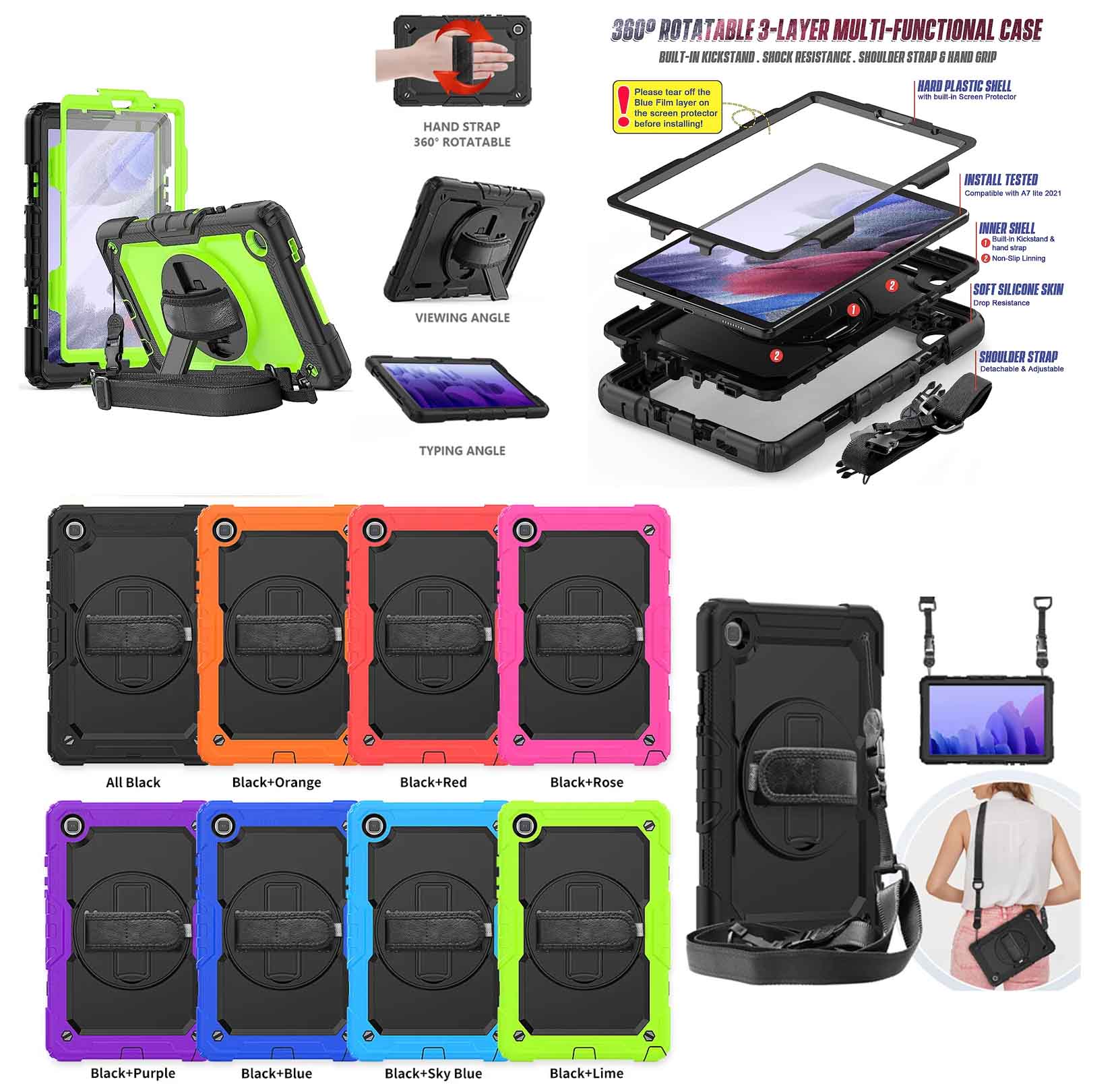 iBank ® Galaxy Tab A7 Lite Case 8.7 inch 2021 Case + Hand Strap + Shoulder Strap 1
