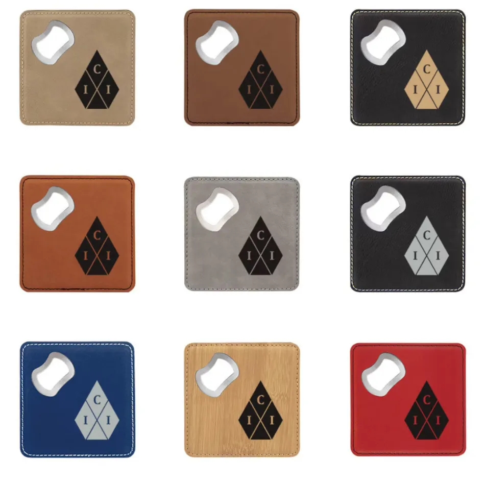 Square Leather Coaster Bottle Opener 13