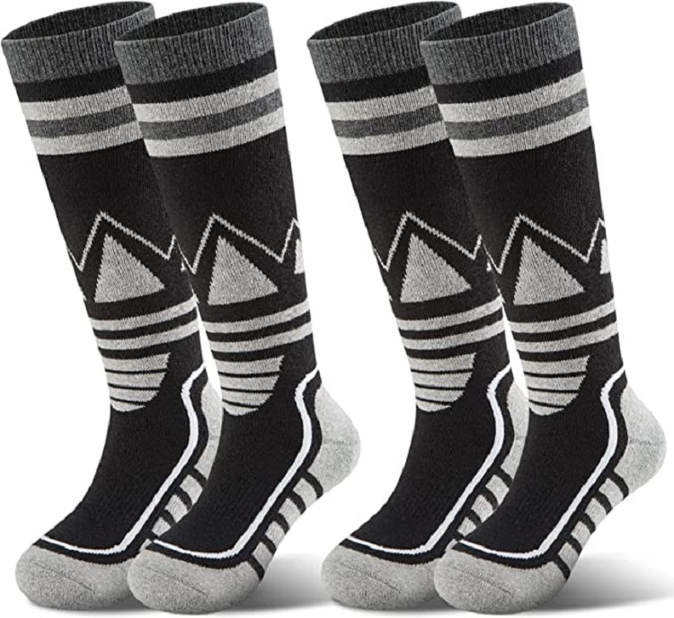 Premium Bamboo Knit Jacquard Athletic Knee High Ski/Snowboard Socks With Full Cushion 2
