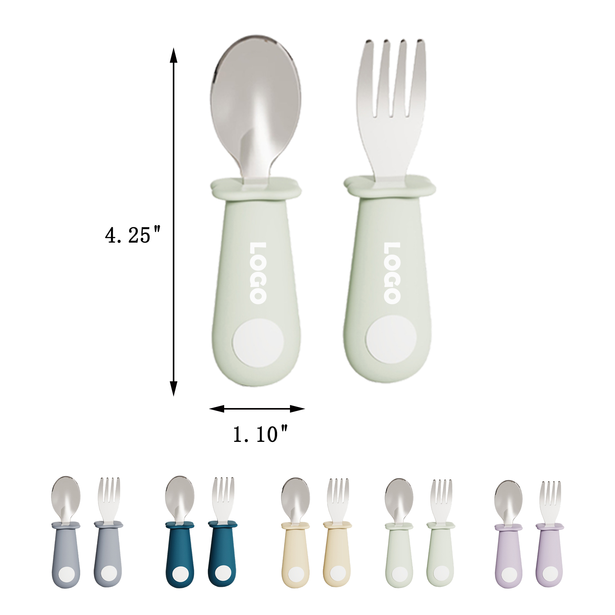 Baby Silicone Utensils Fork and Spoon Set 2
