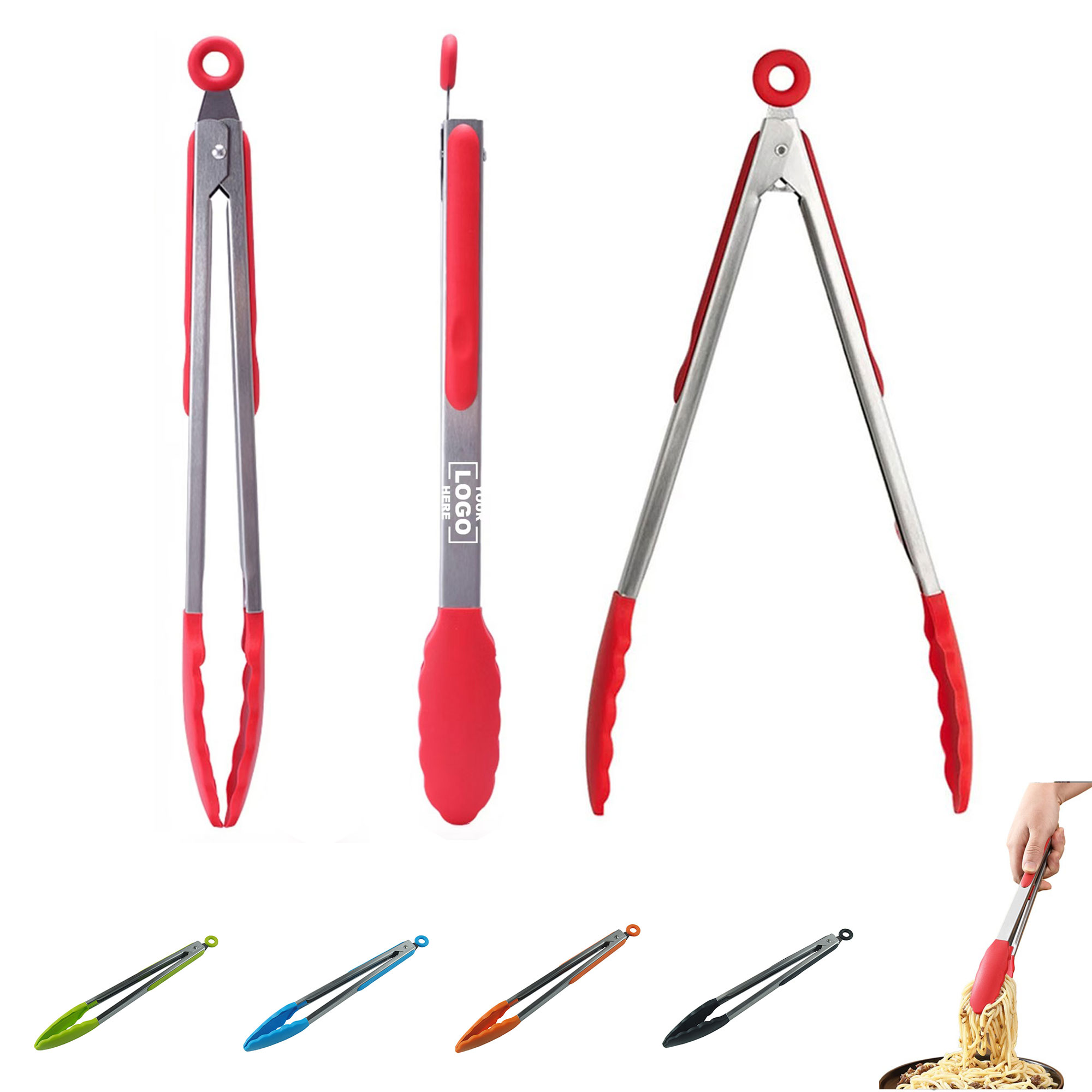 12" Silicone Kitchen BBQ Tongs 7