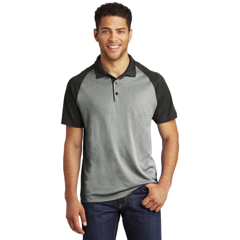 Sport-Tek PosiCharge RacerMesh Raglan Heather Block Polo. 2