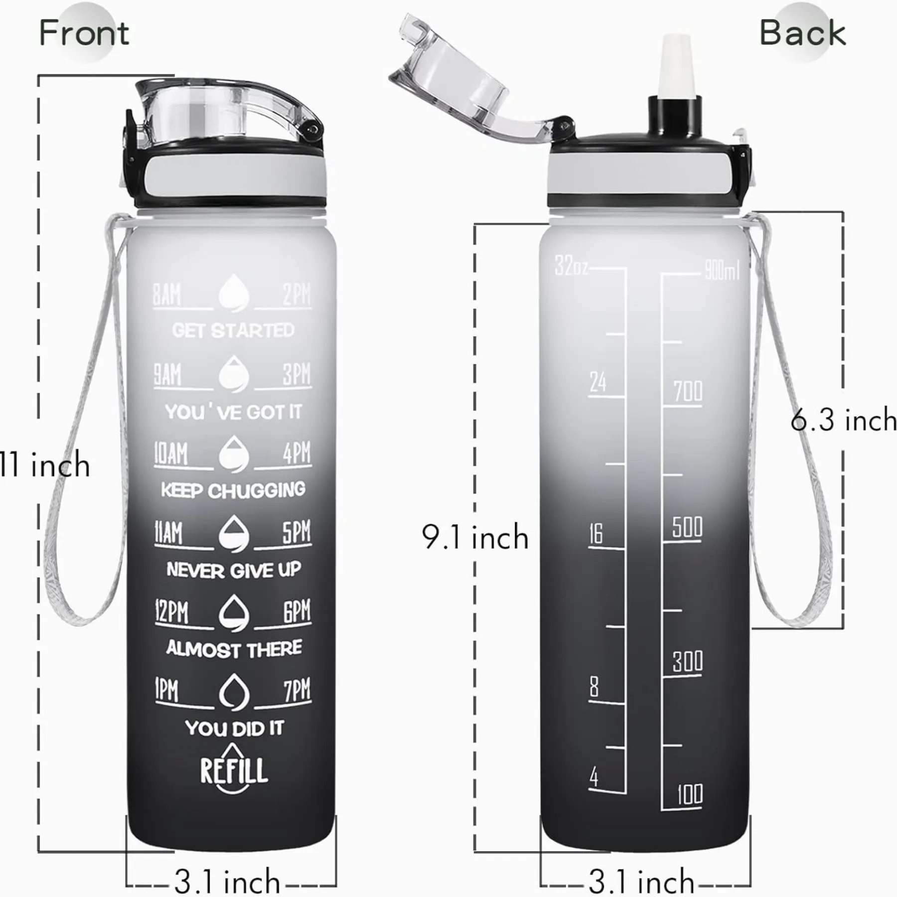 32oz Sports Water Bottle with Time Marker 3