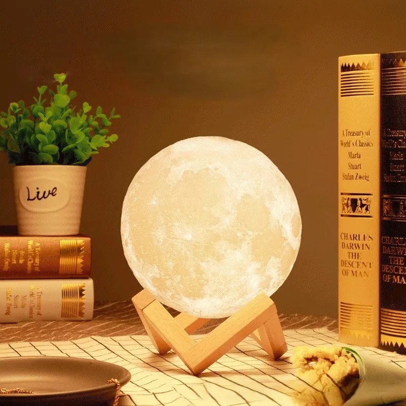 3D Color Changing Touch Control Night Moon Light Lamp 4