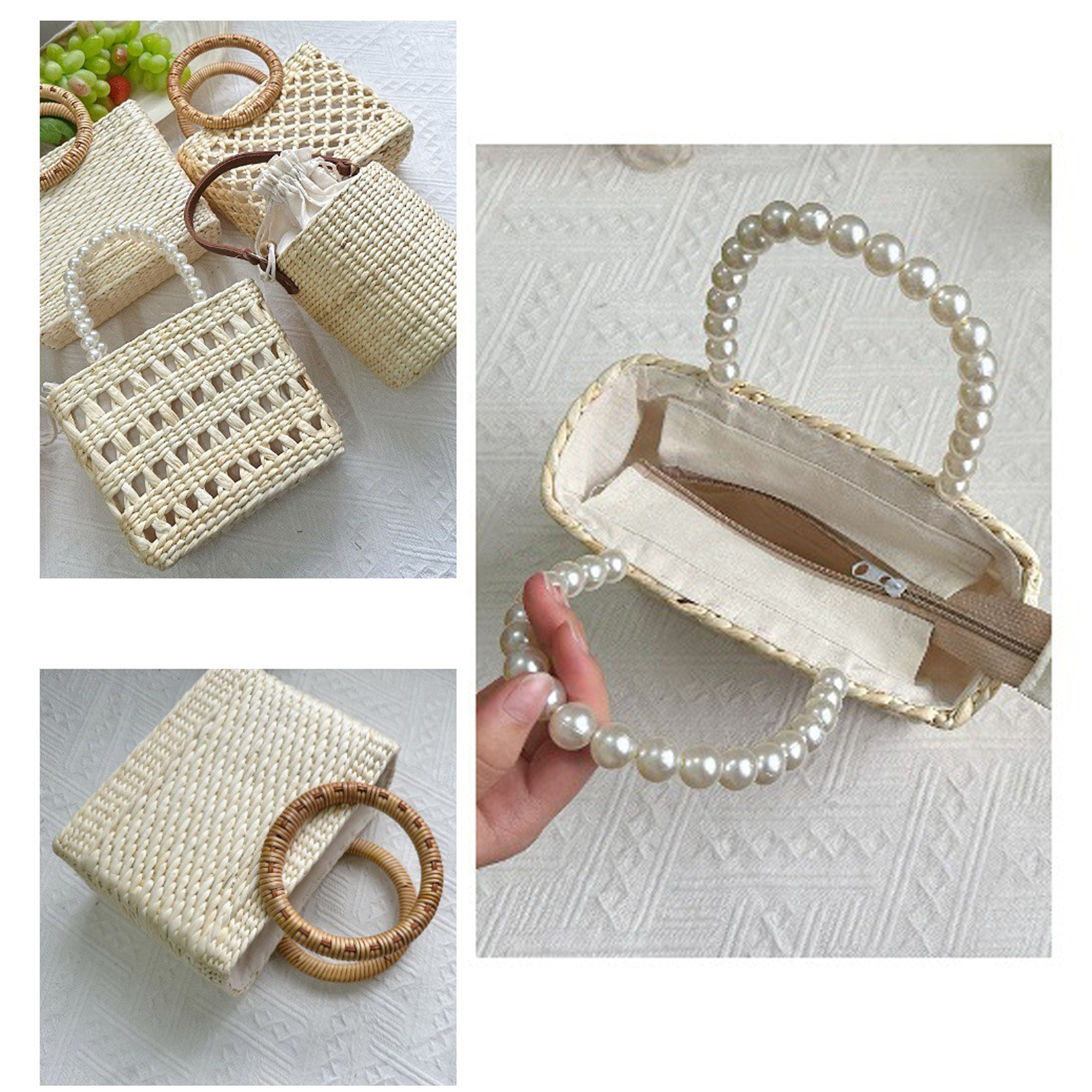 Rattan Round Handle Woven Tote Bag 5