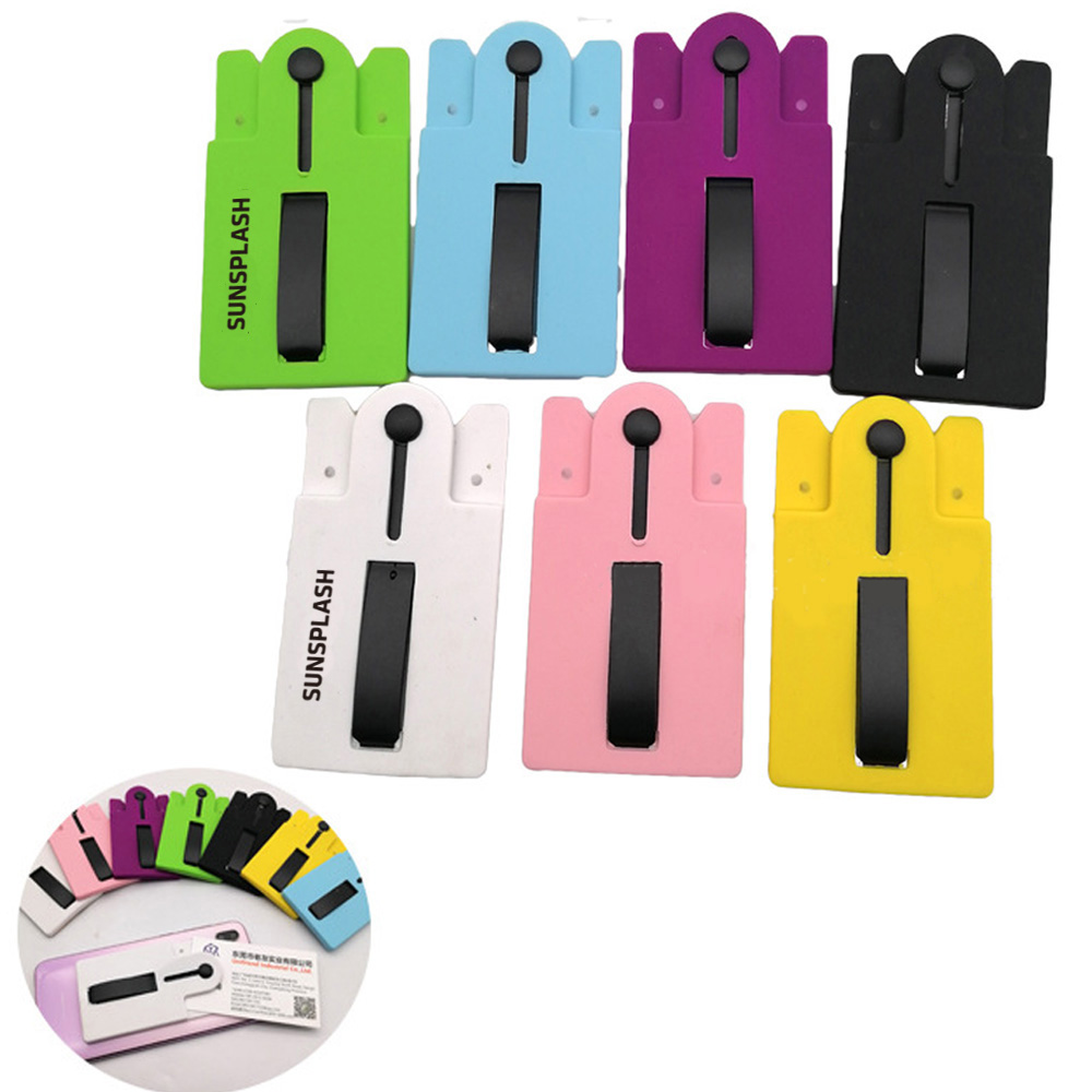 Silicone Multicolor Imprinted Vent Phone Wallet With Stand 1