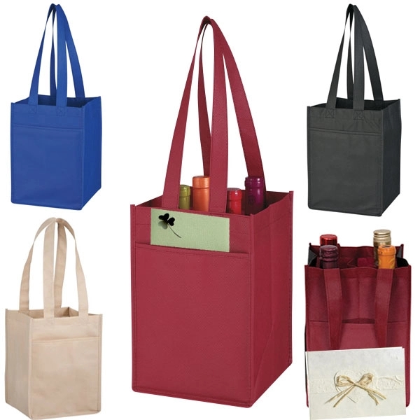 Non-Woven 4 Bottle Wine Tote 3