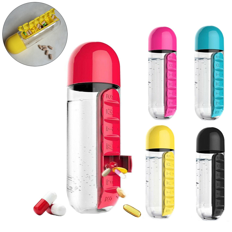 20OZ Water Bottle W/ 7 Daily Pill Case 2