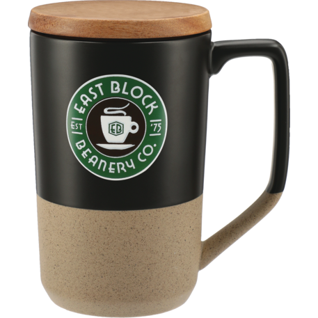 Tahoe Tea & Coffee Ceramic Mug with Wood Lid 16oz 2