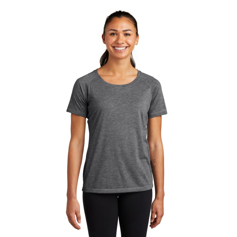 Sport-Tek Women's PosiCharge Tri-Blend Wicking Scoop Neck Raglan Tee. 13