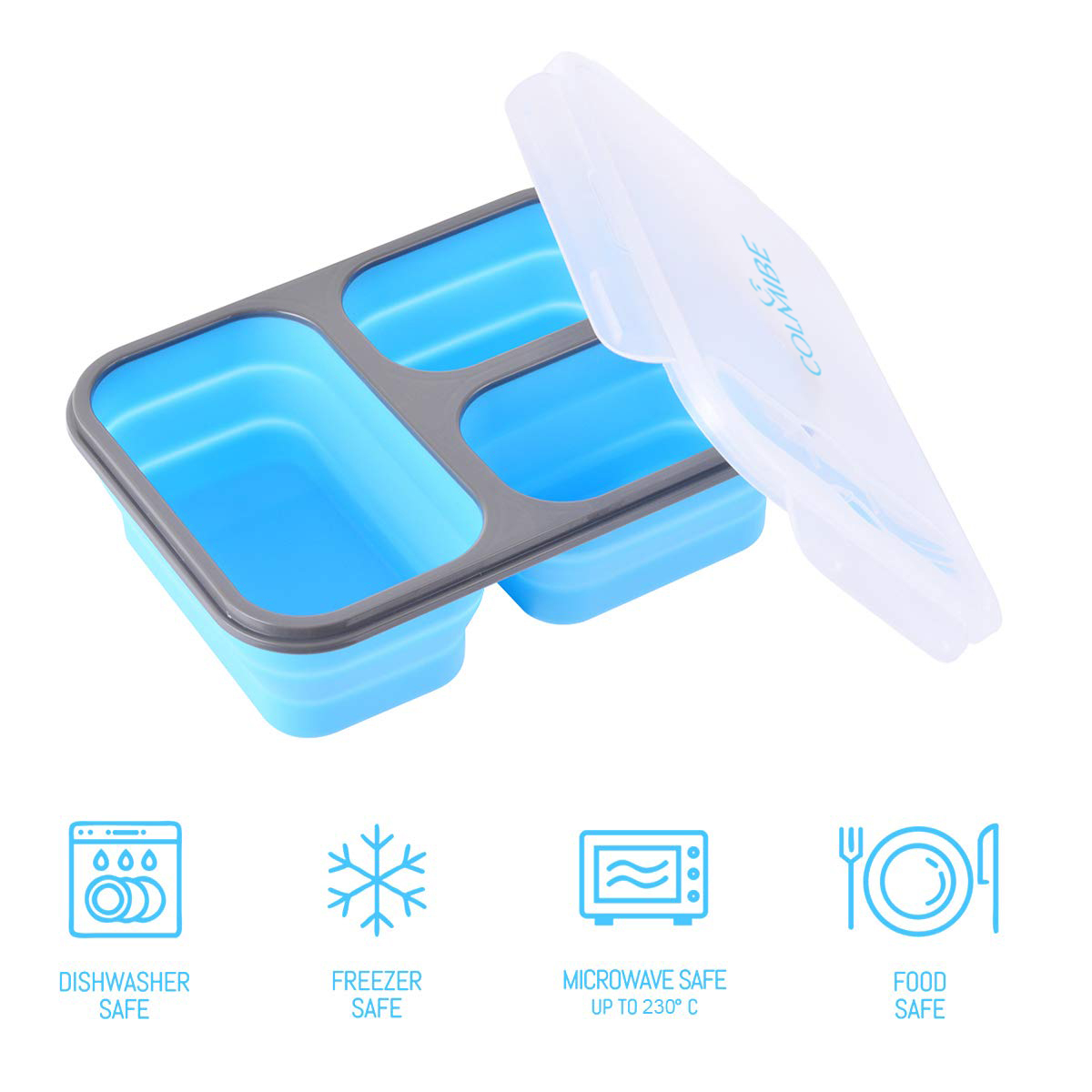 Silicone Folding 3-Compartment Lunch Box 3