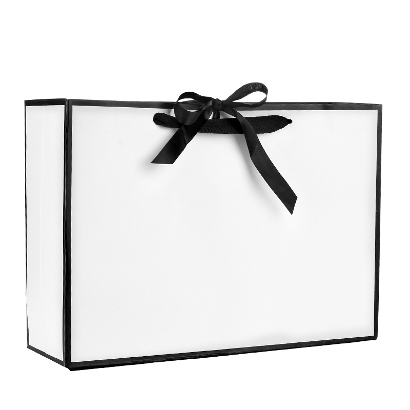 White Paper Shopping Bag With Bowknot-11.02" x 8.26" x 3.14" 1