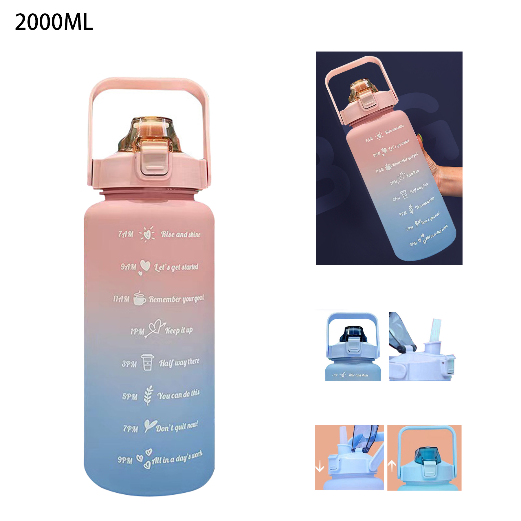 2000ml Motivational Water Bottle 2