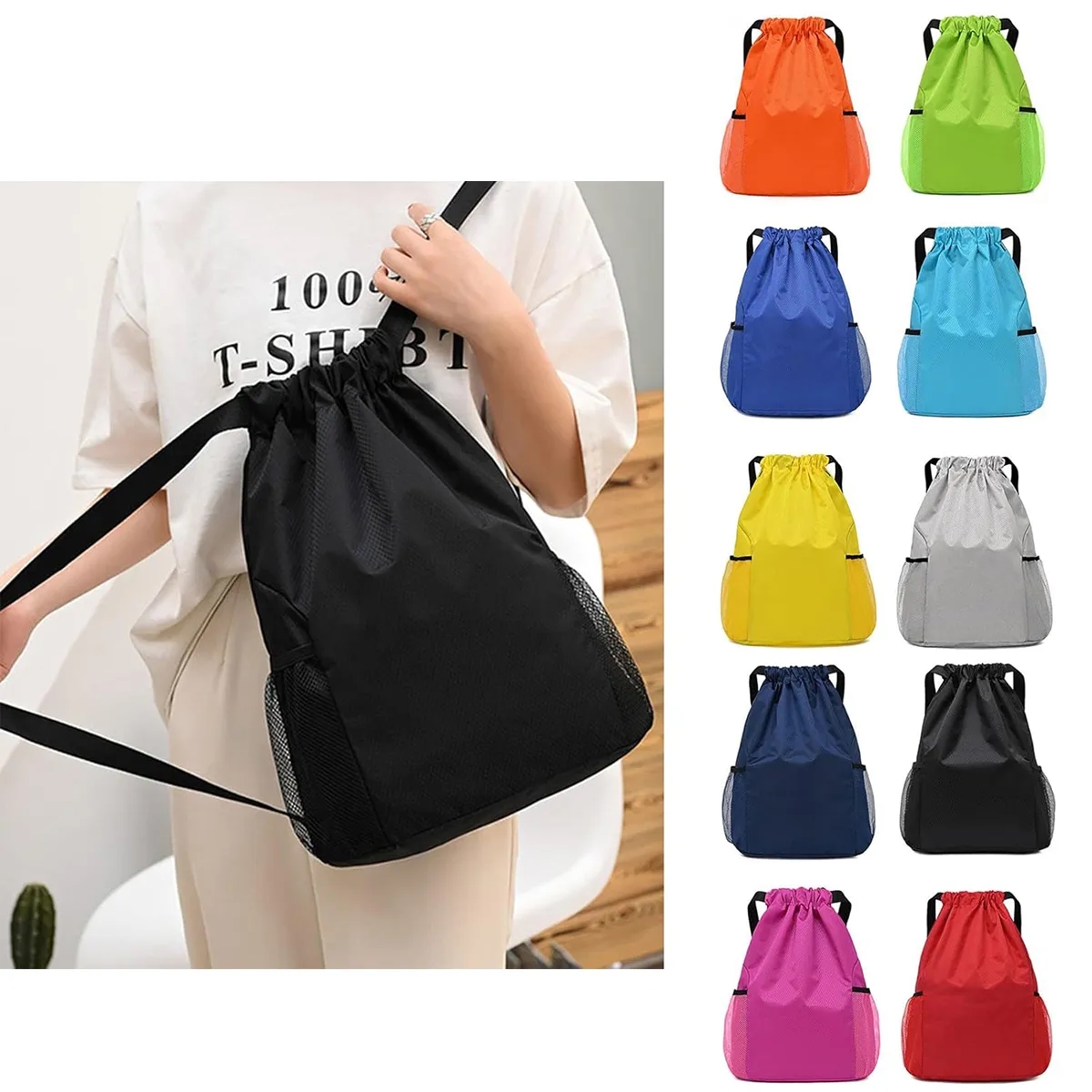 Drawstring Backpack Water Resistant Gym Sackpack Sportpacks 7